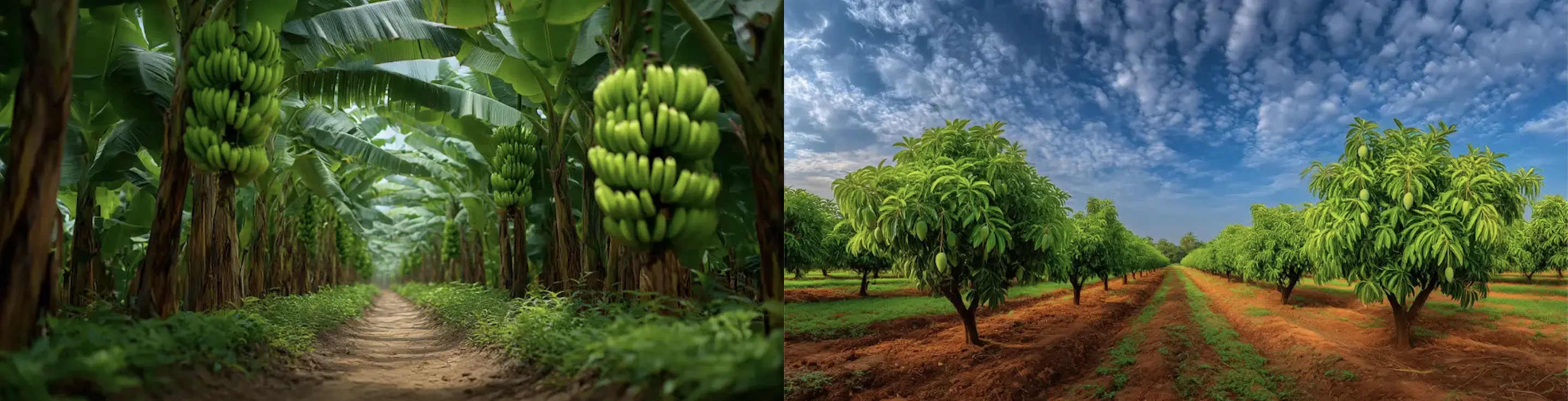 A person walking in a banana plantation
