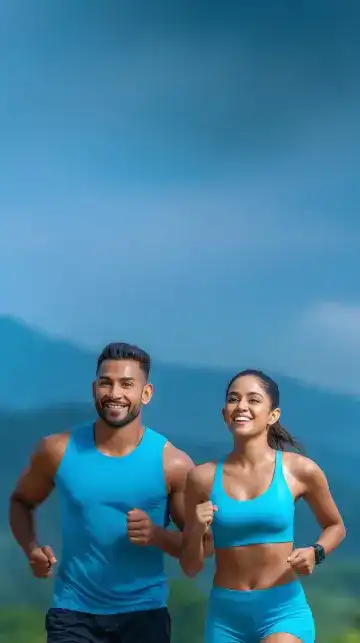 Healthy couple running
